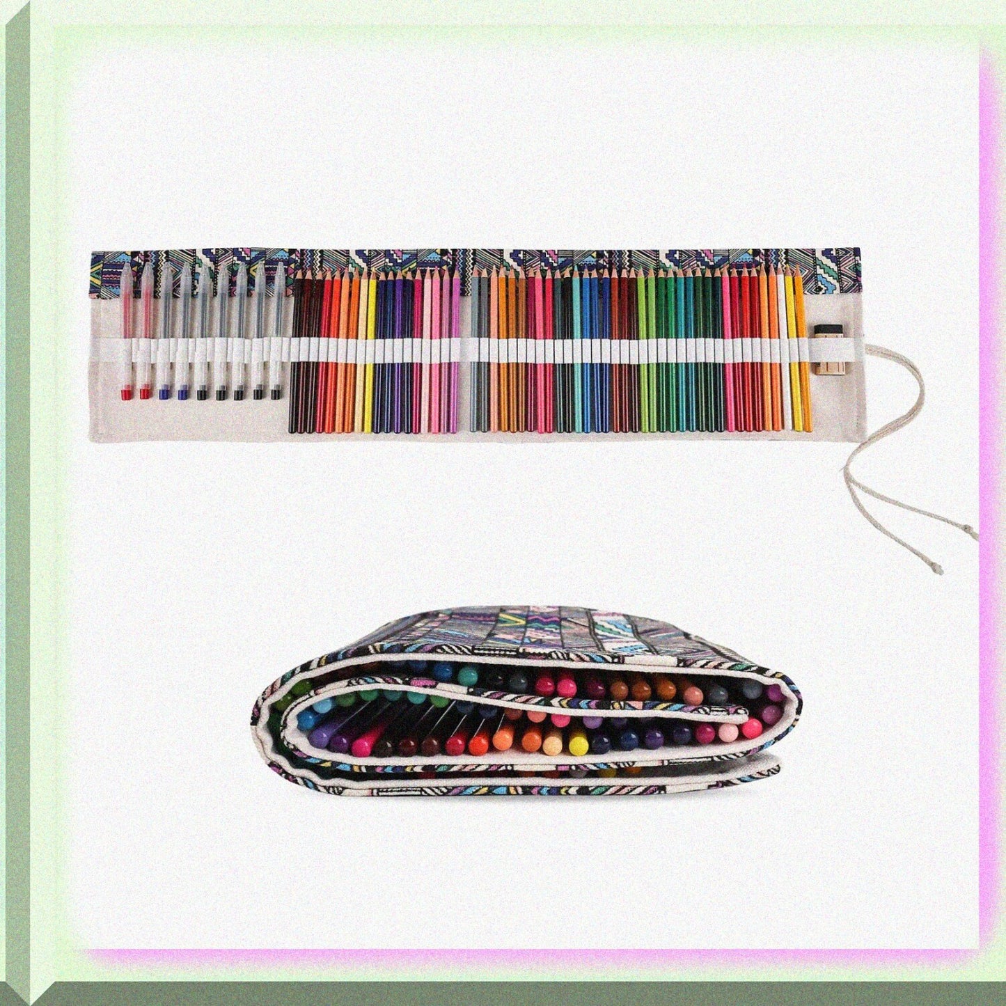 Canvas Pencil Case with 72 Slots, Multicolour