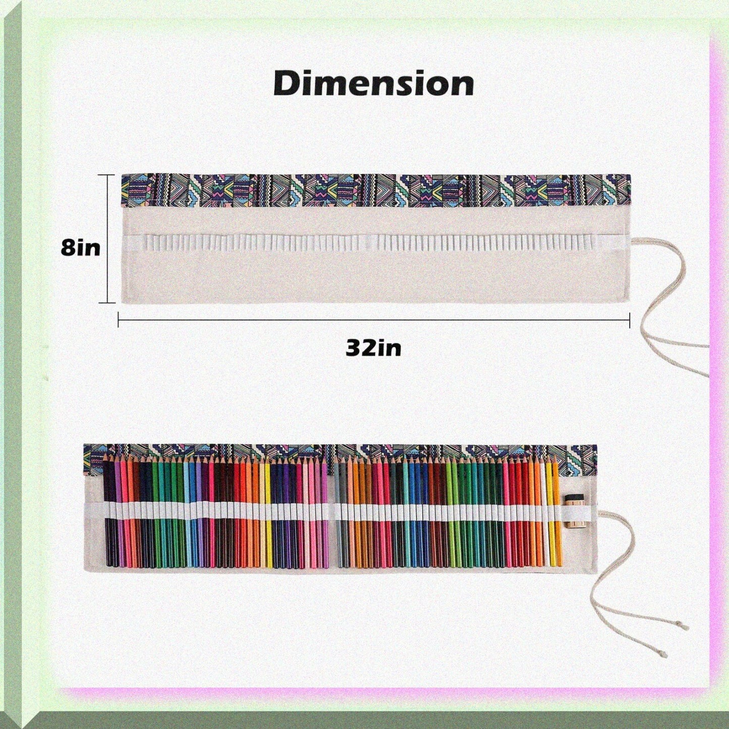 Canvas Pencil Case with 72 Slots, Multicolour