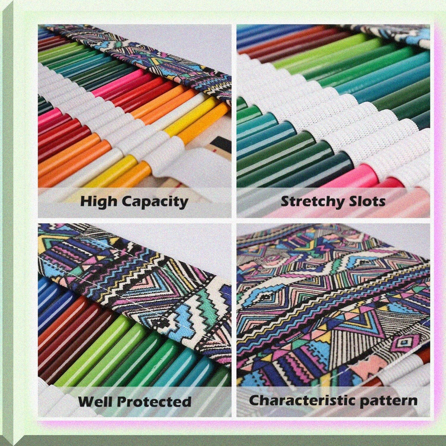 Canvas Pencil Case with 72 Slots, Multicolour