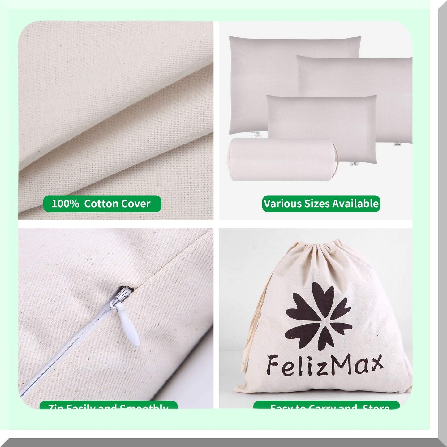 CoolSleep Buckwheat Neck Support Pillow - 100% Natural Hulls, Cotton Cover, Back & Side Sleeper, Refillable, Size 20x14 - Premium Quality Sleep Aid