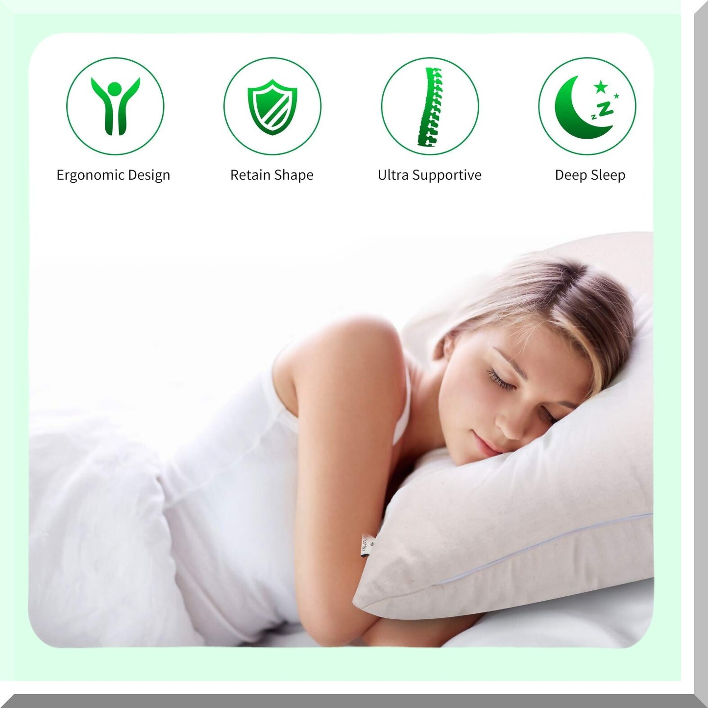 CoolSleep Buckwheat Neck Support Pillow - 100% Natural Hulls, Cotton Cover, Back & Side Sleeper, Refillable, Size 20x14 - Premium Quality Sleep Aid