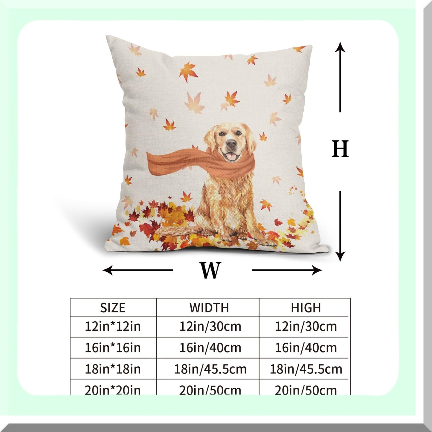 Autumn Harvest Golden Retriever Pillow Cover - Maple Leaves Farmhouse Decorative Protector for Sofa Couch - Modern Thanksgiving Party Living Room Accessory