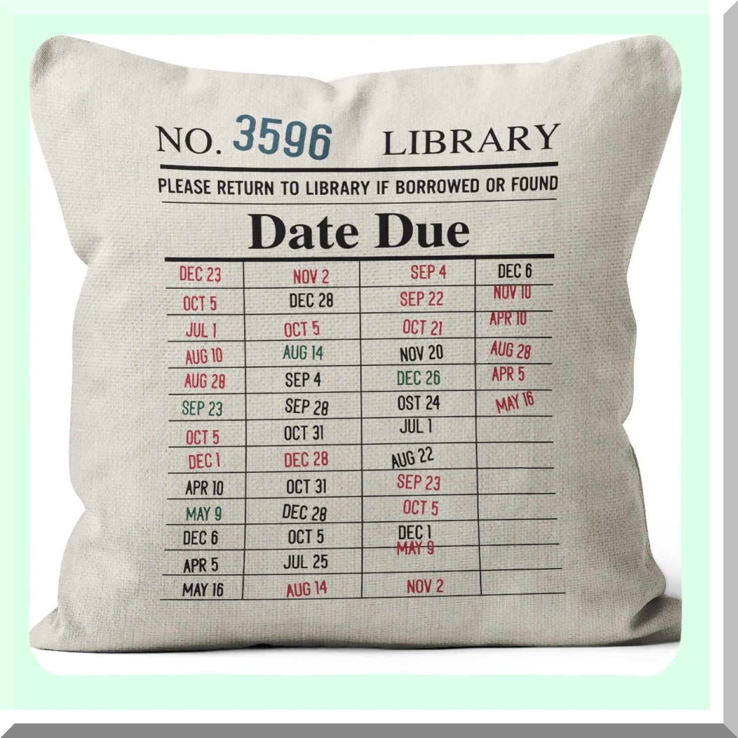 Bookish Bliss Pillow Covers - Librarian Gifts, Decorative Book Pillow Case 18x18, Literary Decor, Gifts for Book Lovers, Due Date Cards Pillow Covers
