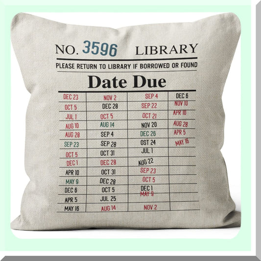 Bookish Bliss Pillow Covers - Librarian Gifts, Decorative Book Pillow Case 18x18, Literary Decor, Gifts for Book Lovers, Due Date Cards Pillow Covers