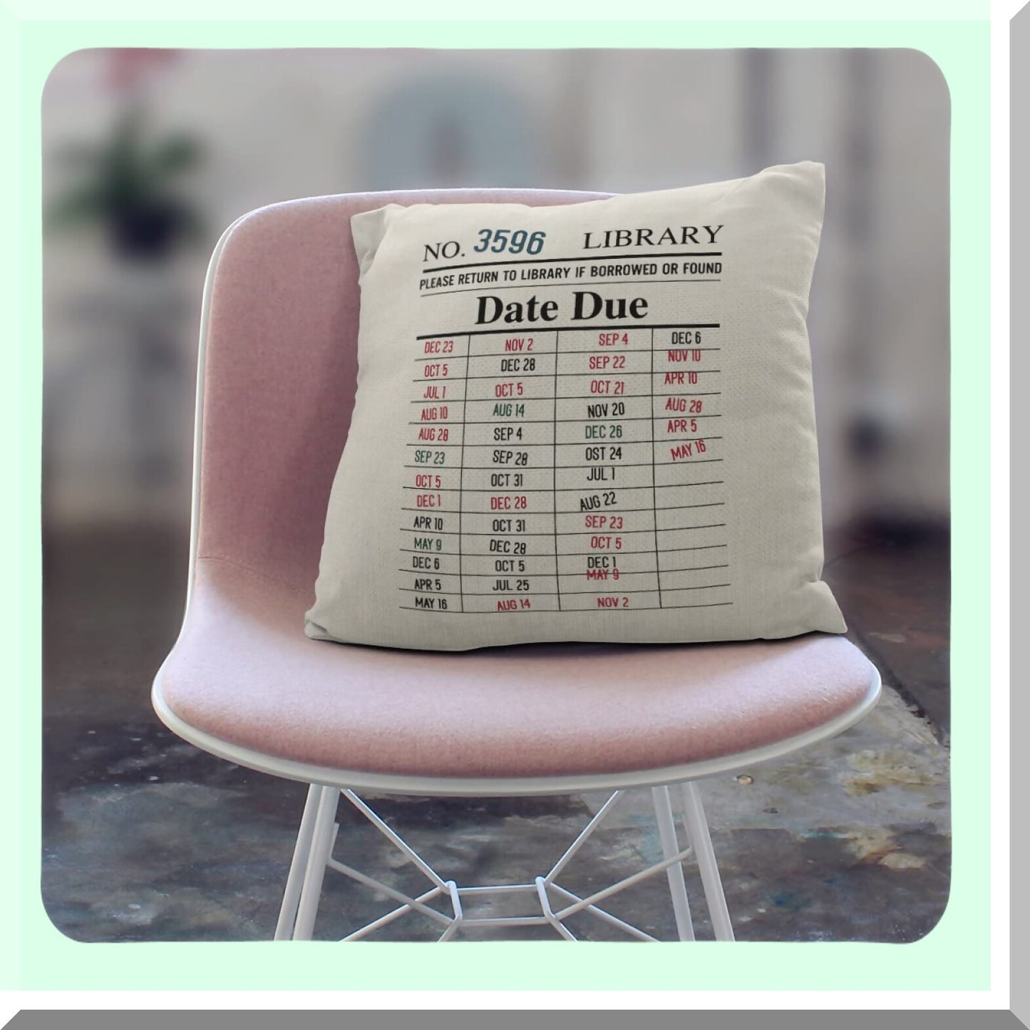 Bookish Bliss Pillow Covers - Librarian Gifts, Decorative Book Pillow Case 18x18, Literary Decor, Gifts for Book Lovers, Due Date Cards Pillow Covers