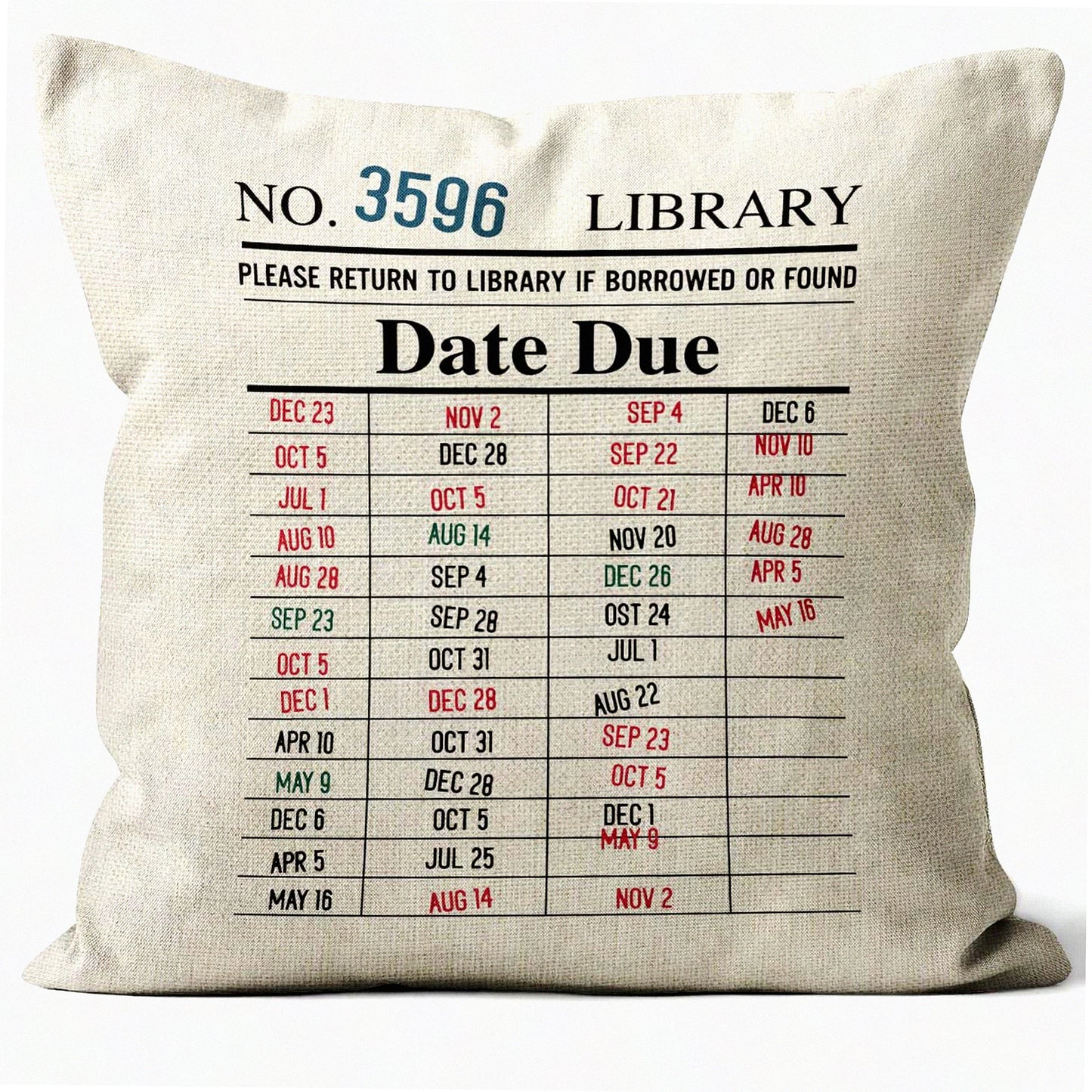 Bookish Bliss Pillow Covers - Librarian Gifts, Decorative Book Pillow Case 18x18, Literary Decor, Gifts for Book Lovers, Due Date Cards Pillow Covers