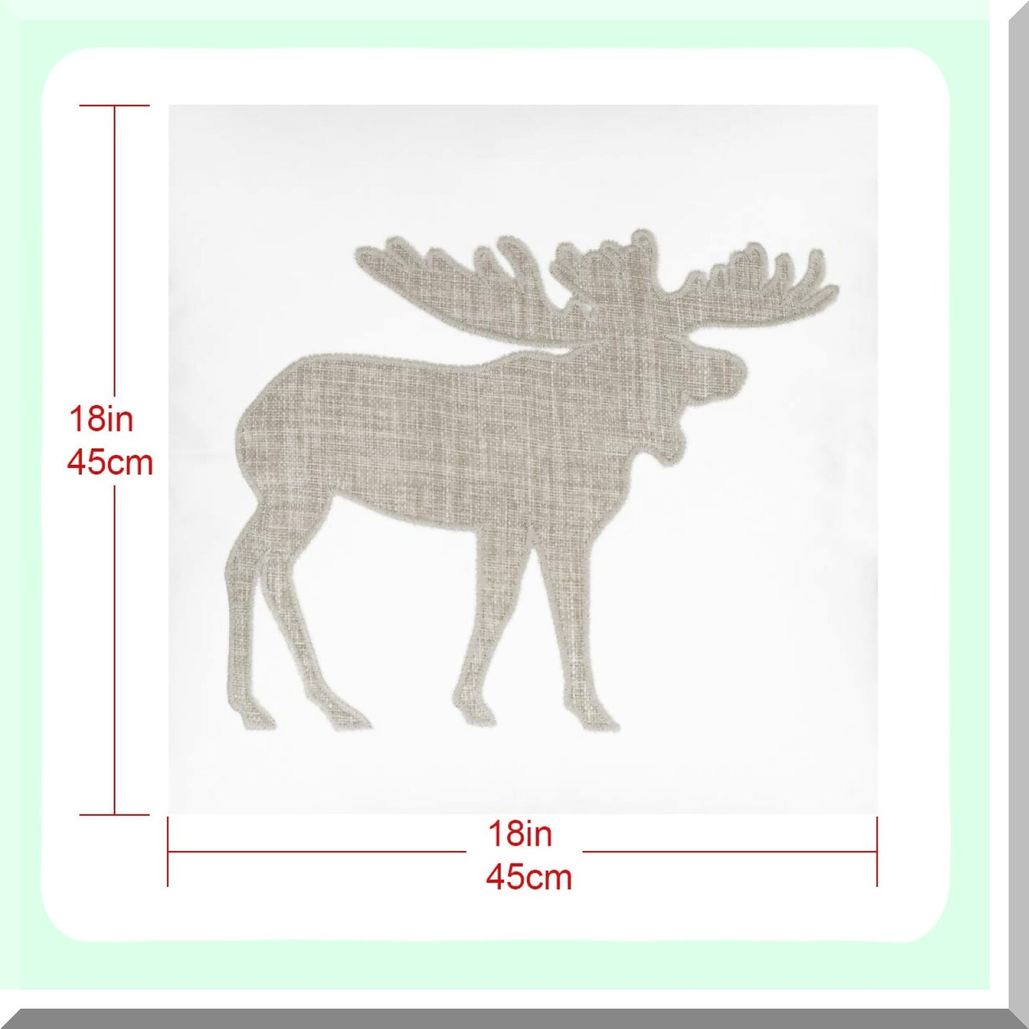Wildlife Embroidered Cotton Pillow Covers - Moose Pattern Decorative Cushion Cases for Couch - 18x18 Inches White Throw Pillow Covers