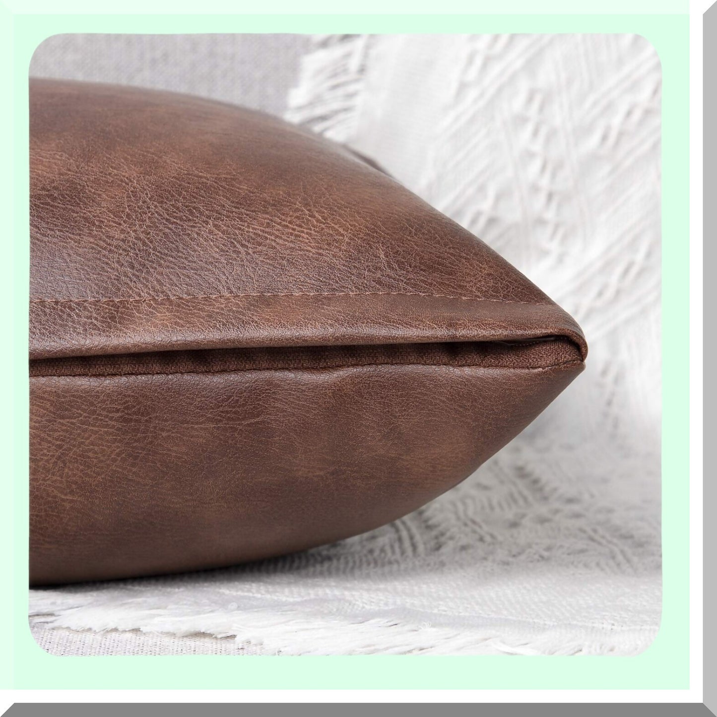 Luxury Leather Cushion Covers - Modern Solid Decorative Throw Pillowcases for Couch Sofa Bed. Set of 2, 20x20 Inches, Dark Brown. Outdoor & Indoor.