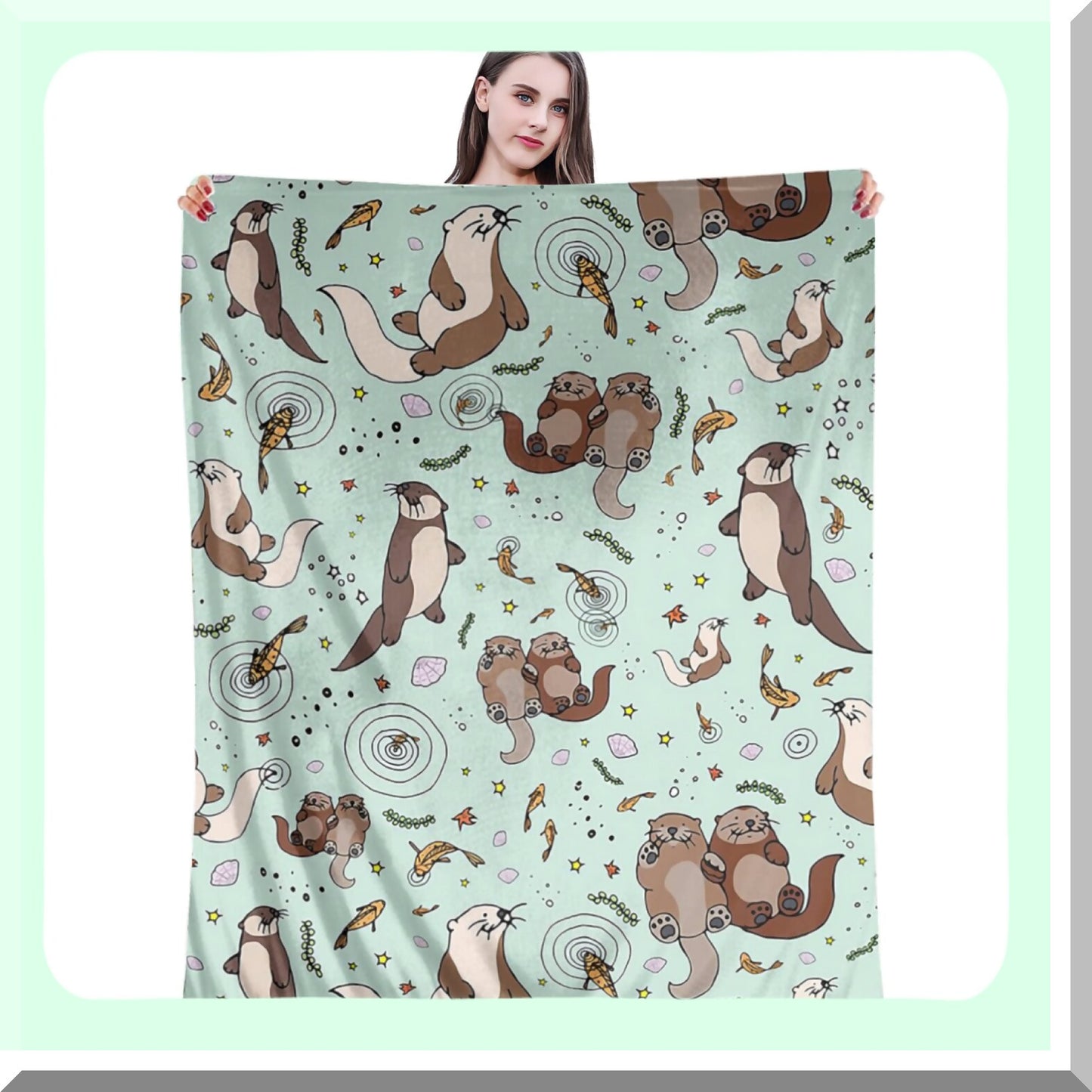 Otterly Cozy Flannel Fleece Blanket - Super Soft, Warm & Lightweight Throw for Bed, Couch, Travel & Camping - Perfect Cute Otter Gift for All Ages (60"x50")"