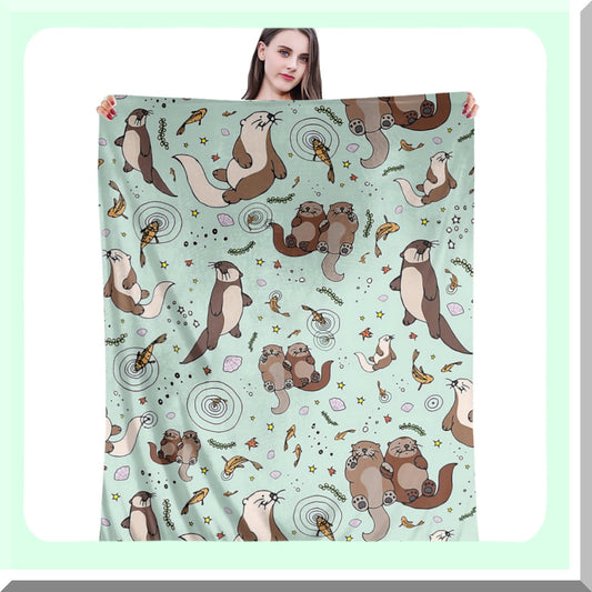 Otterly Cozy Flannel Fleece Blanket 60"x50"