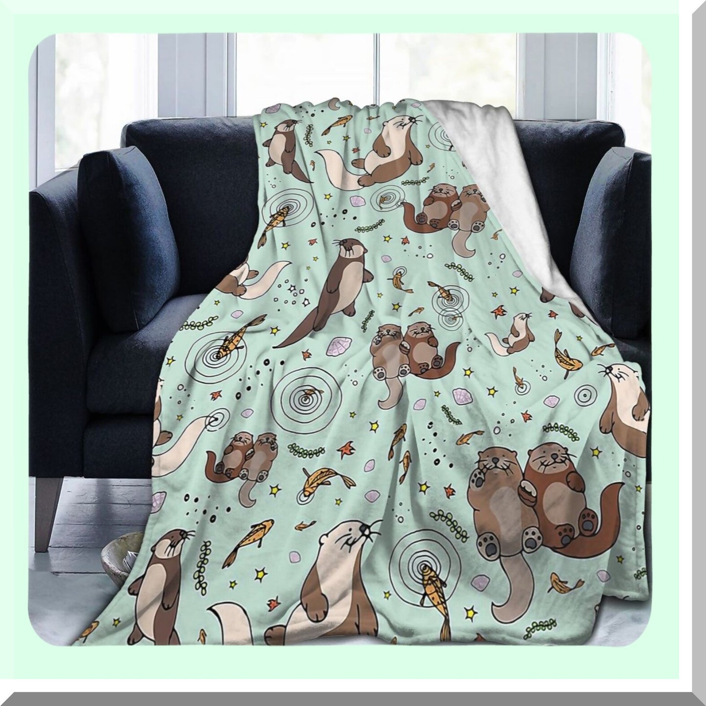 Otterly Cozy Flannel Fleece Blanket - Super Soft, Warm & Lightweight Throw for Bed, Couch, Travel & Camping - Perfect Cute Otter Gift for All Ages (60"x50")"
