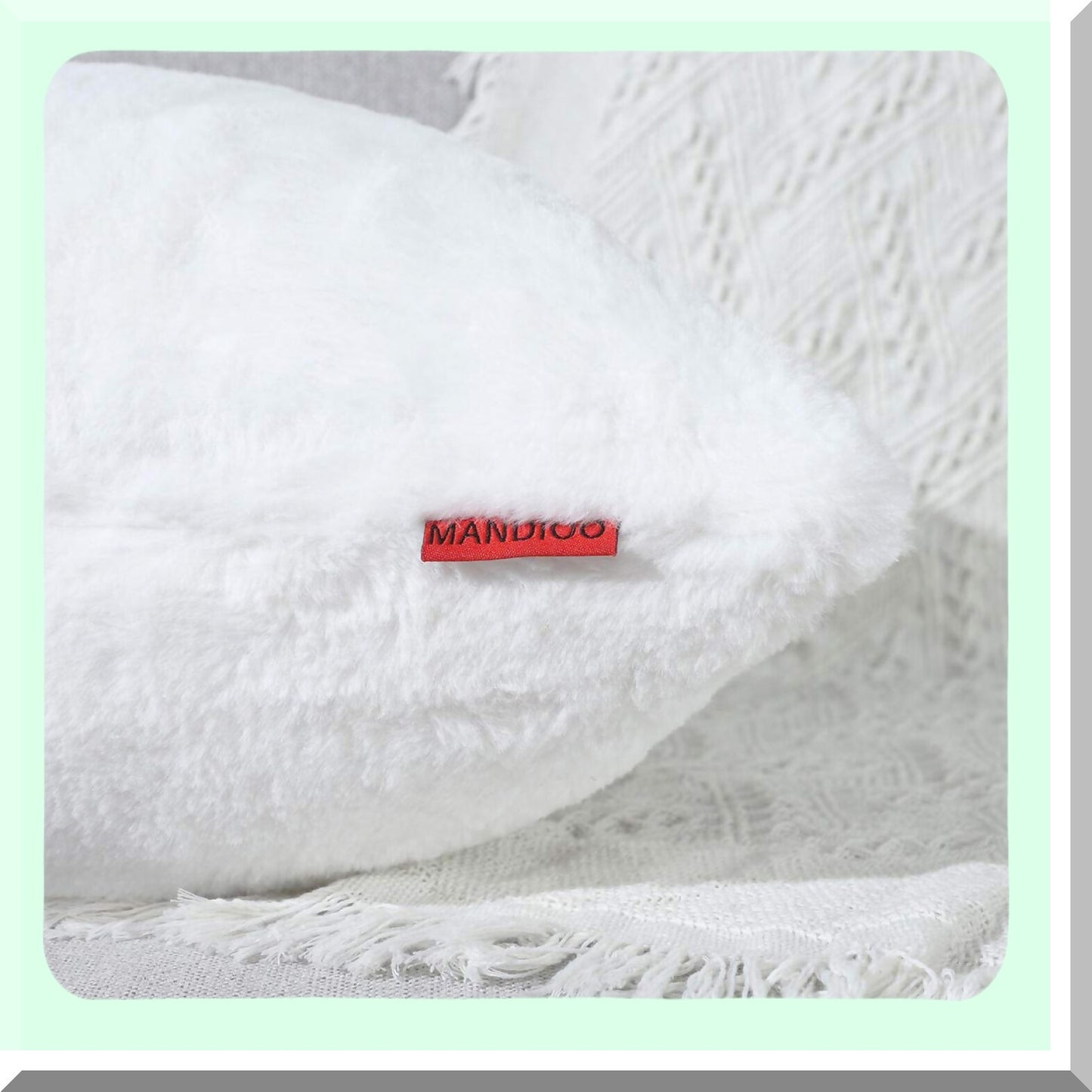 Snow White Fuzzy Cozy Throw Pillow Covers - Set of 2 Decorative Cushion Cases for Sofa, Bedroom, Car - Soft Pillowcases - 16x16 Inches