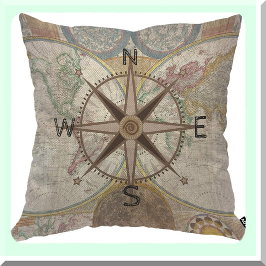 Earthly History Map Decor Pillow Cover 18x18