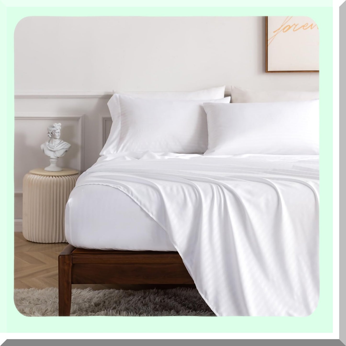CoolBreeze 18 Inch Twin Sheets Set - Deep Pocket Microfiber Sheet Set, Breathable & Wrinkle Free, Fade Resistant - 4 Piece White Sheet Set