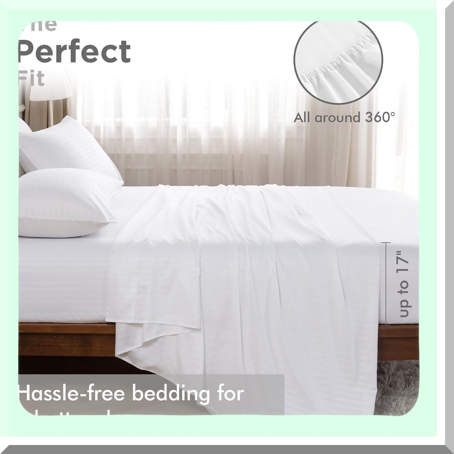 CoolBreeze 18 Inch Twin Sheets Set - Deep Pocket Microfiber Sheet Set, Breathable & Wrinkle Free, Fade Resistant - 4 Piece White Sheet Set
