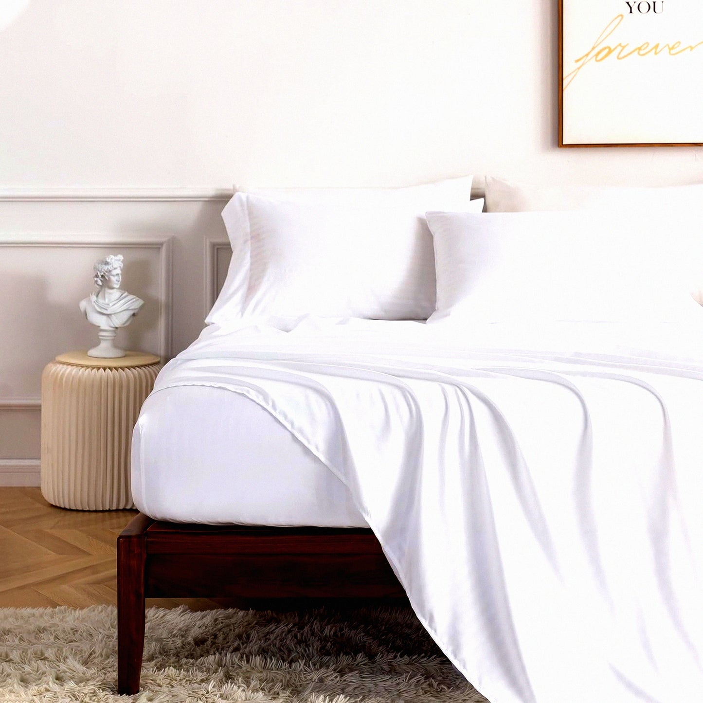 CoolBreeze 18 Inch Twin Sheets Set - Deep Pocket Microfiber Sheet Set, Breathable & Wrinkle Free, Fade Resistant - 4 Piece White Sheet Set