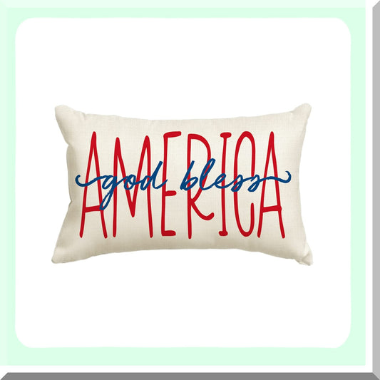 Patriotic Blessings Throw Pillow Cover 12 x 20 inches