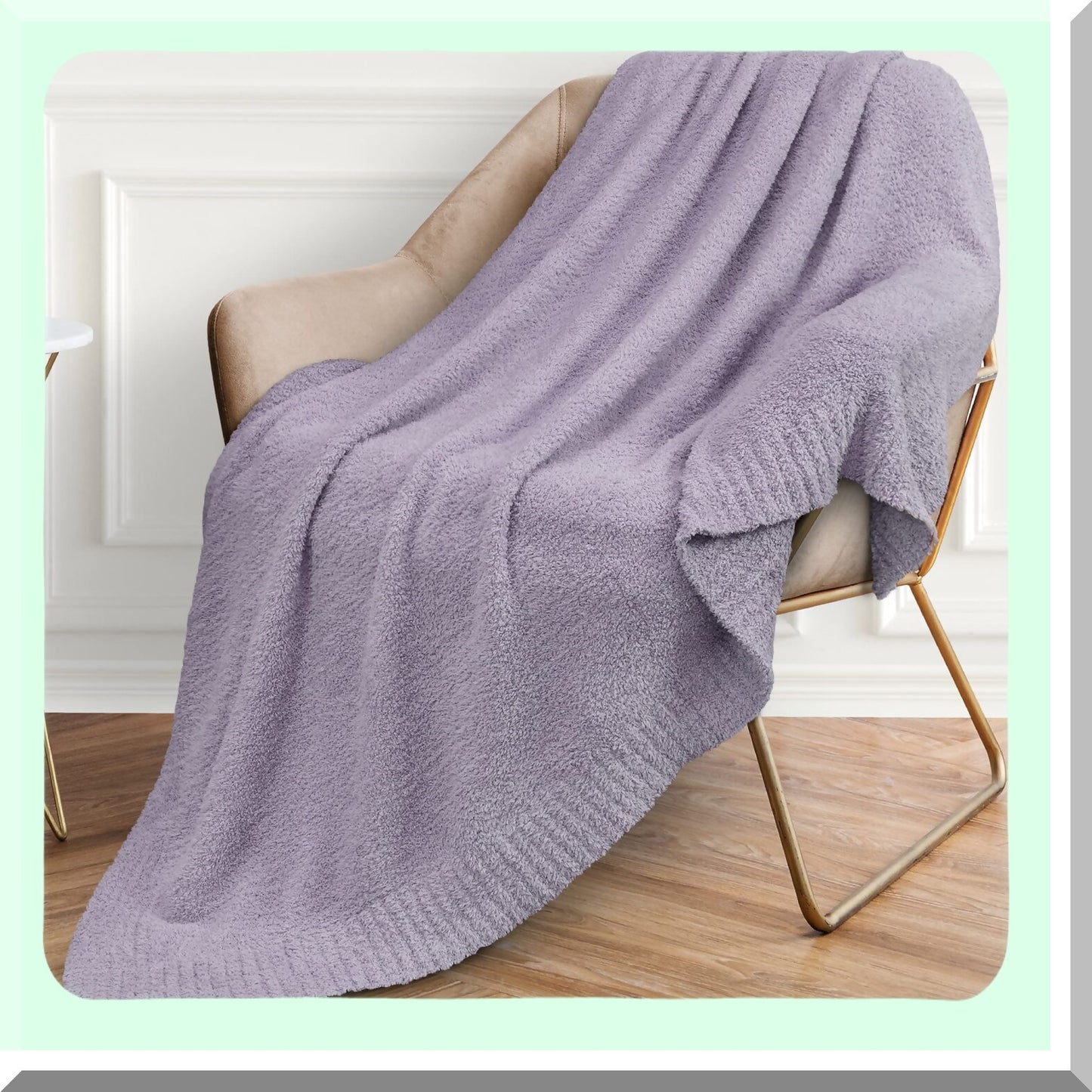 Lavender DreamSoft Plush Knit Throw - Super Soft, Fluffy, Lightweight, Cozy All-Season Blanket for Couch, Bed, or Sofa, 50x60 inches