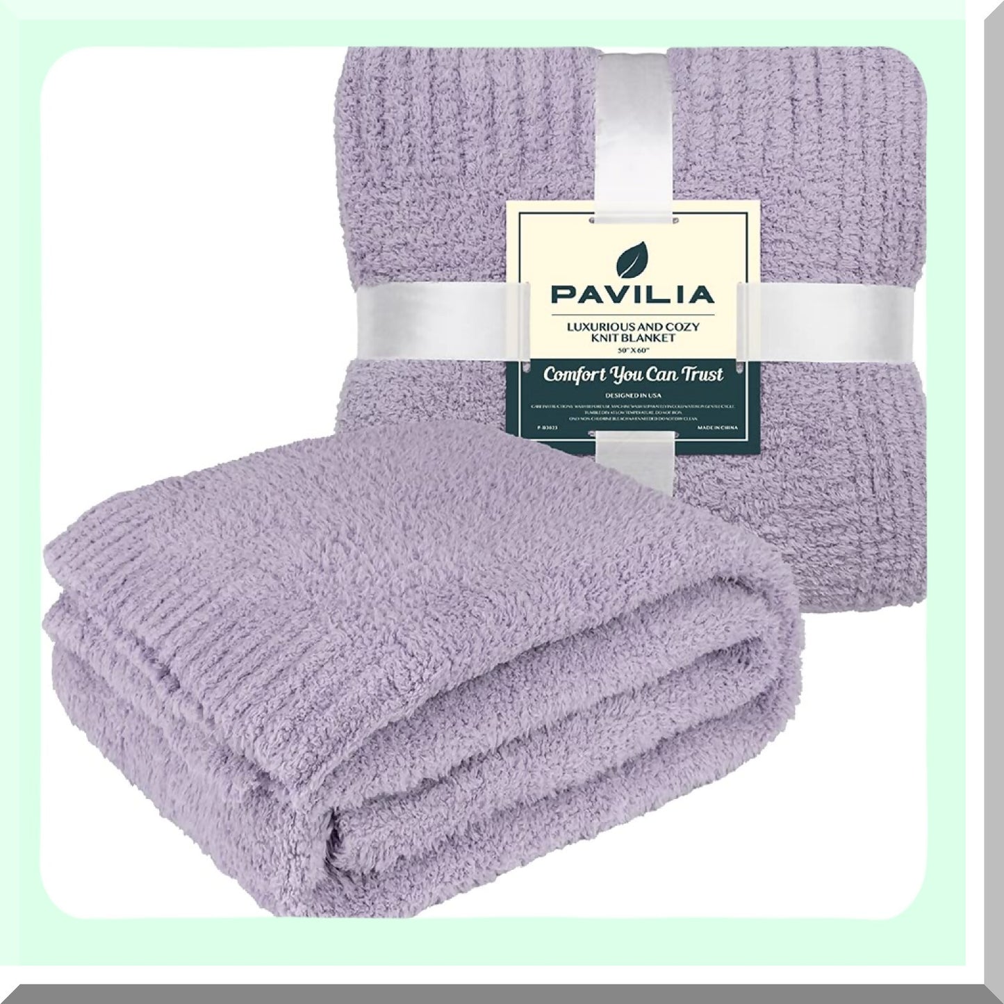 Lavender DreamSoft Plush Knit Throw - Super Soft, Fluffy, Lightweight, Cozy All-Season Blanket for Couch, Bed, or Sofa, 50x60 inches