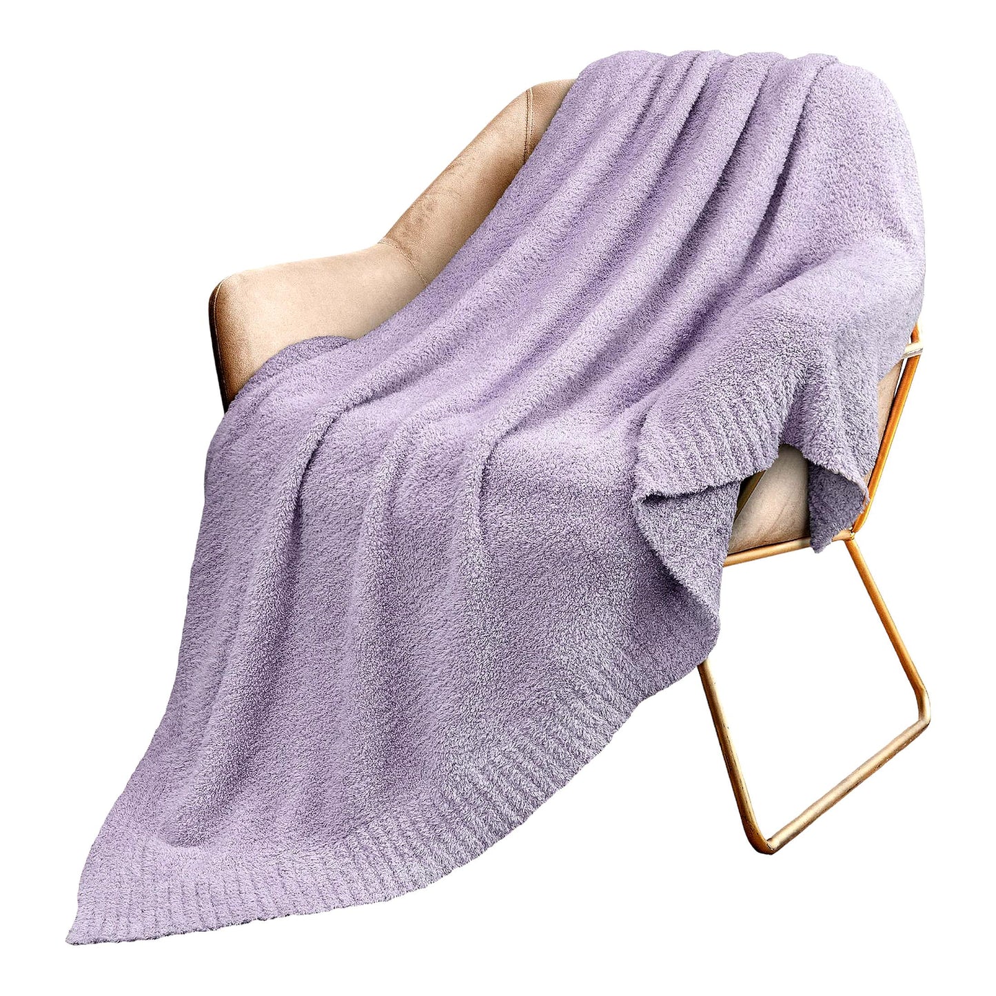 Lavender DreamSoft Plush Knit Throw - Super Soft, Fluffy, Lightweight, Cozy All-Season Blanket for Couch, Bed, or Sofa, 50x60 inches
