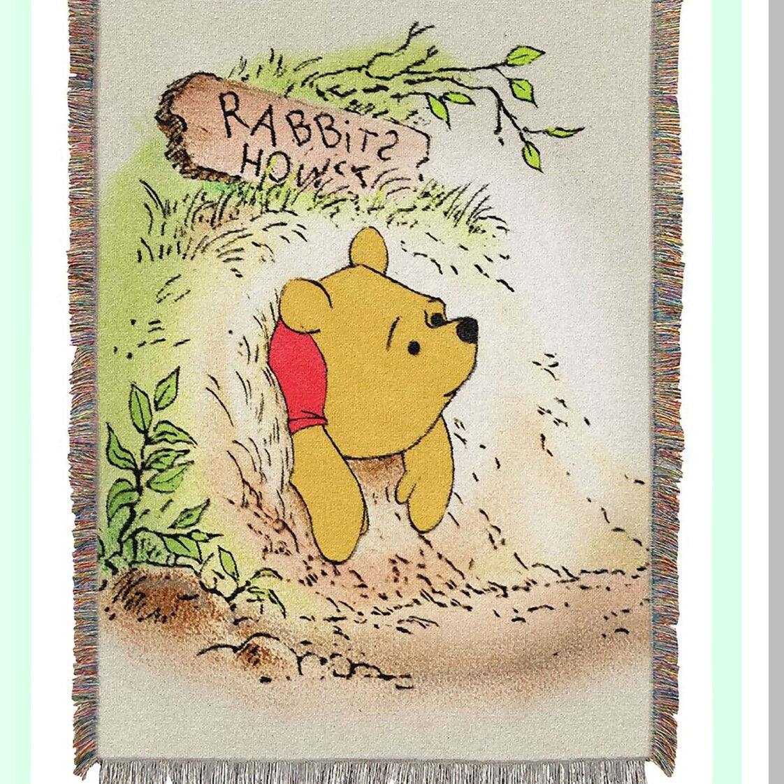 Classic Pooh Vintage Woven Tapestry Throw Blanket 48x60