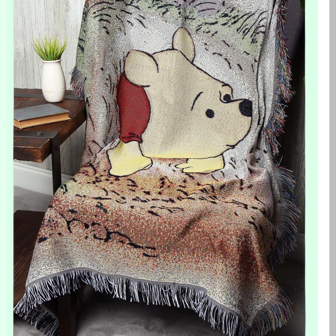 Classic Pooh Vintage Woven Tapestry Throw Blanket 48x60