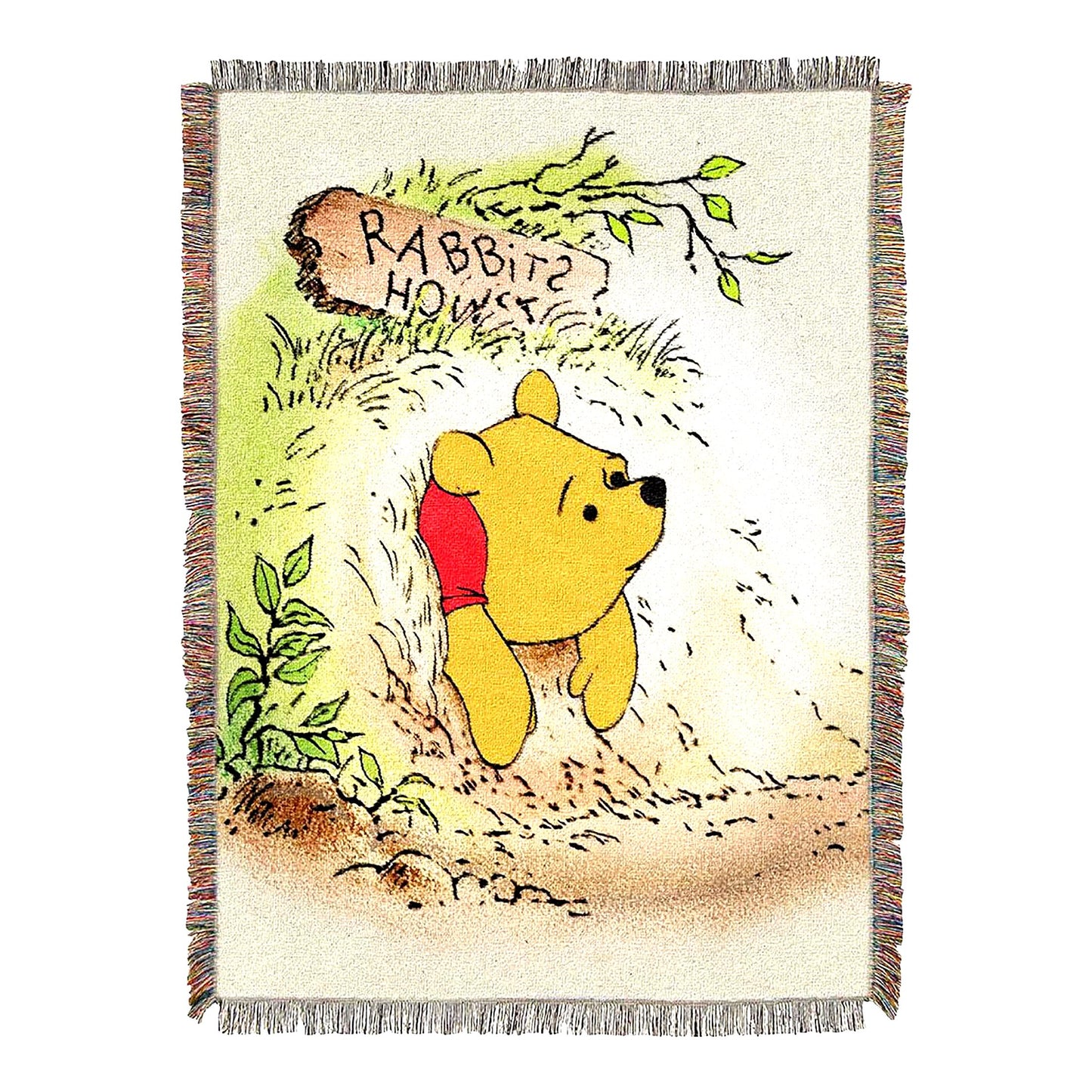 Classic Pooh Vintage Woven Tapestry Throw Blanket 48x60