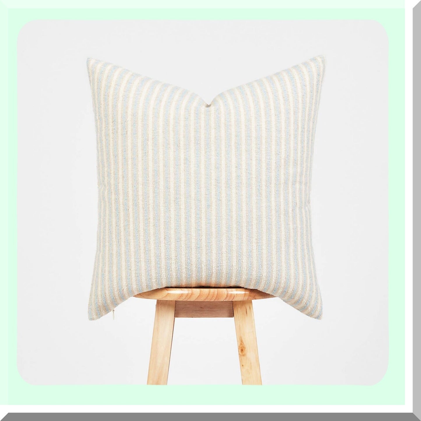 Coastal Stripe Textured Pillow Cover - Beach Decor for Couch, Sofa, Bed - Light Blue Tan Taupe - 18"x18" Square