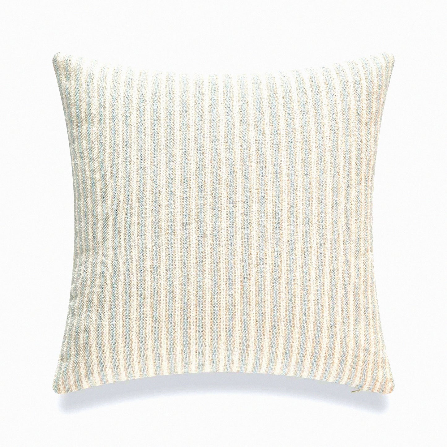 Coastal Stripe Textured Pillow Cover - Beach Decor for Couch, Sofa, Bed - Light Blue Tan Taupe - 18"x18" Square