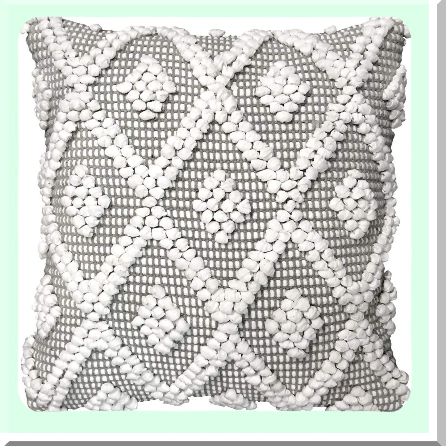 Hygge Gray Diamond Textured Square Pillow Cover - Farmhouse Decorative Throw Pillows for Bed, Couch, Chair - 20" x 20"