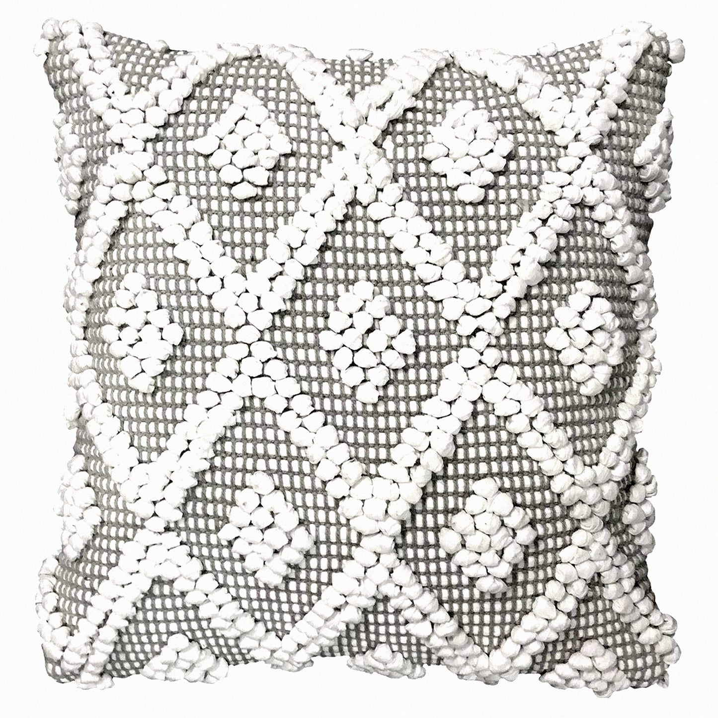 Hygge Gray Diamond Textured Square Pillow Cover - Farmhouse Decorative Throw Pillows for Bed, Couch, Chair - 20" x 20"