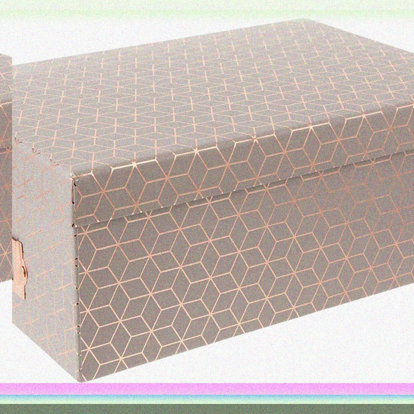Gray Geo Photo Box with Rose Gold Accents 11x7