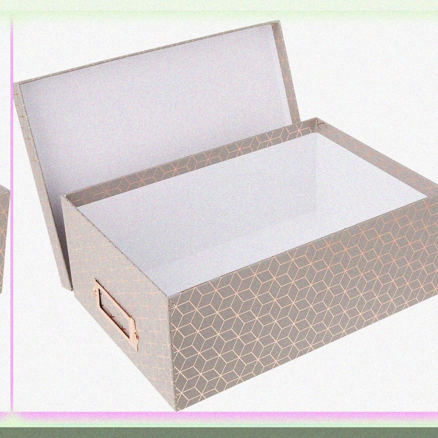 Gray Geo Photo Box with Rose Gold Accents 11x7