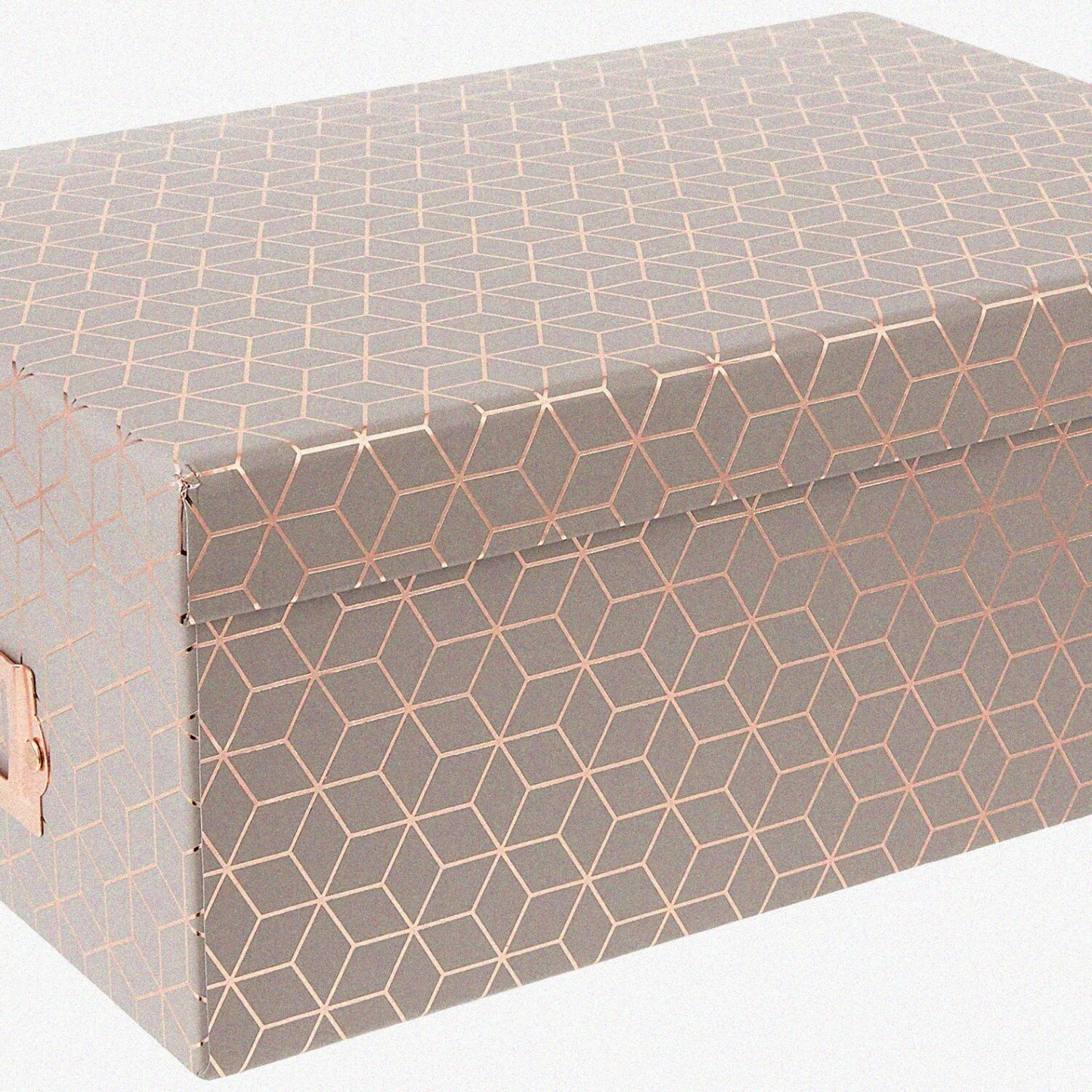 Gray Geo Photo Box with Rose Gold Accents 11x7