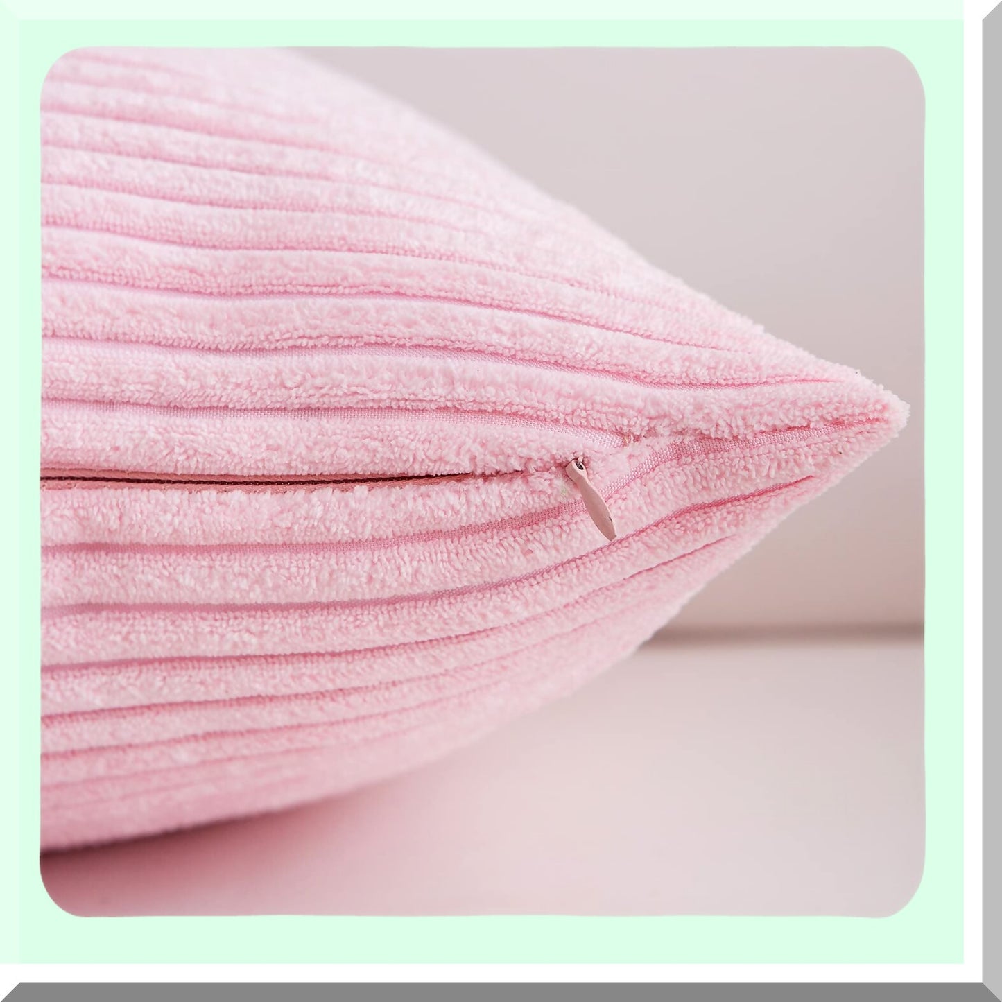 Soft Corduroy Pink Pillow Covers - Set of 2, 18x18 Inch Square Cushion Cases for Sofa, Bedroom, Car - Premium Decorative Pillows