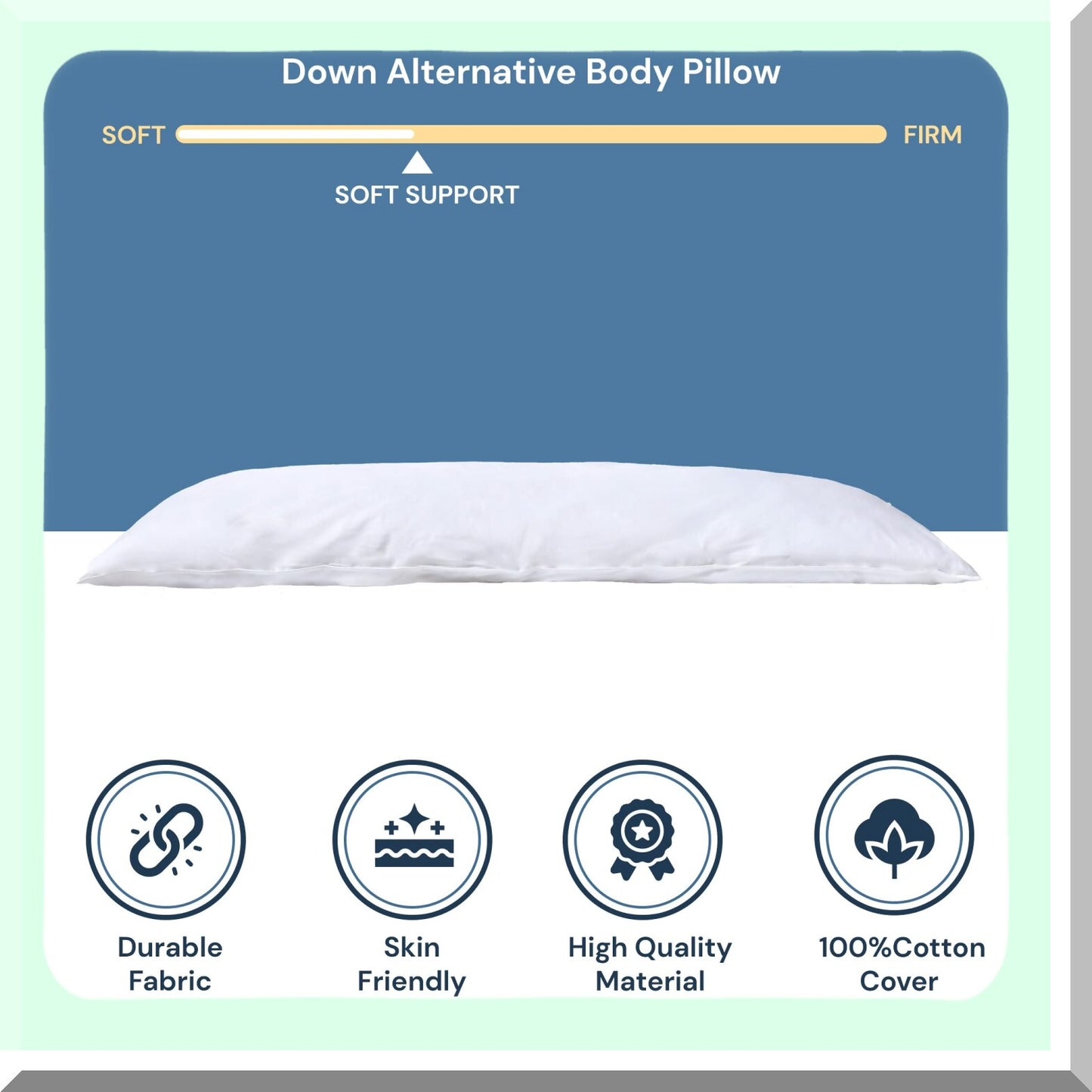 Luxury Plush Body Pillow - Hypoallergenic Down Alternative - Extra Long 20" x 72" - Supportive and Comfortable for Side Sleepers and Pregnancy