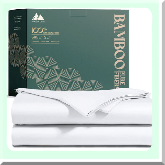 Bamboo ChillLux Twin Sheet Set - Cooling 3-Piece Bed Sheets with Deep Pocket Fitted Sheet - Soft Luxury White Sheets for Twin Size Bed