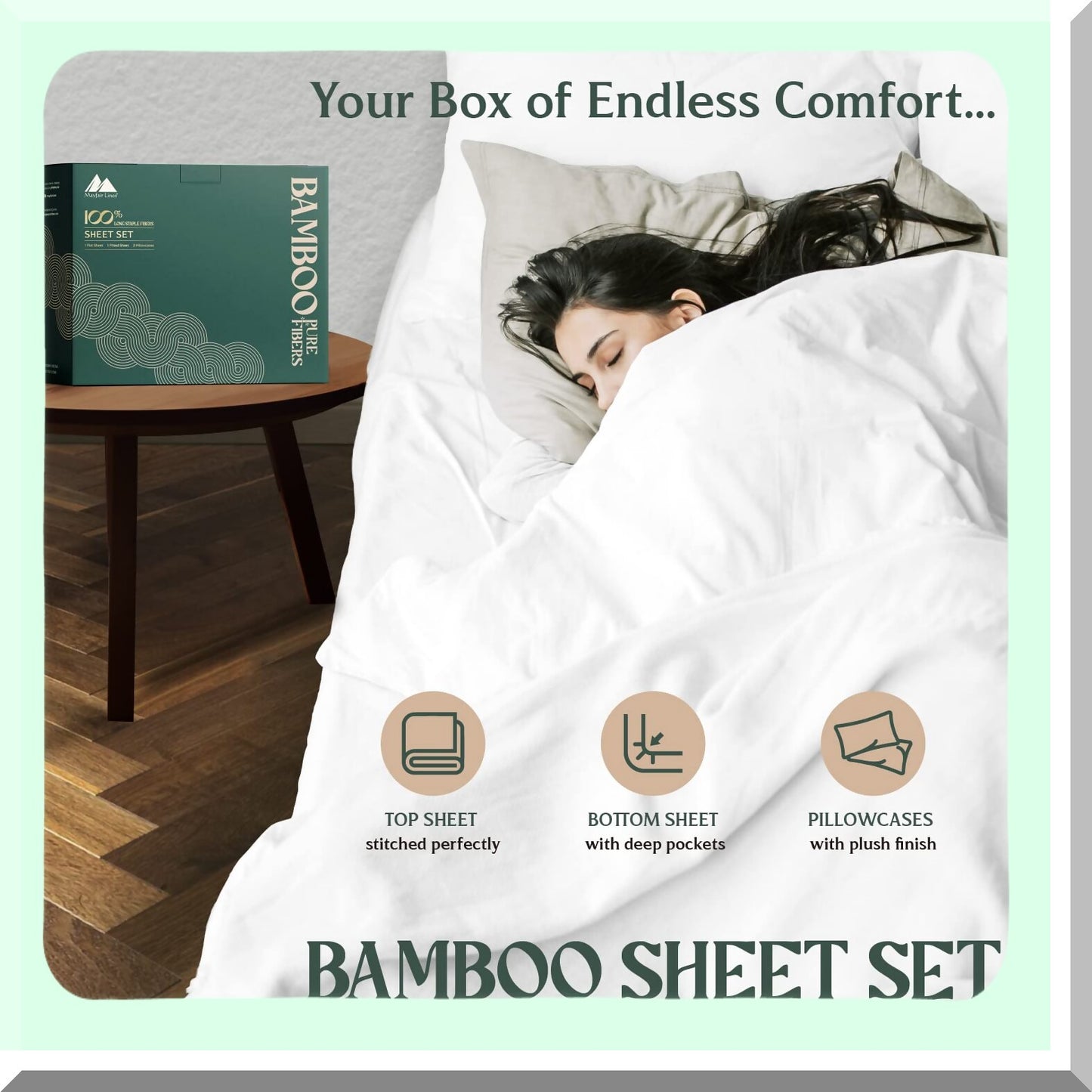 Bamboo ChillLux Twin Sheet Set - Cooling 3-Piece Bed Sheets with Deep Pocket Fitted Sheet - Soft Luxury White Sheets for Twin Size Bed
