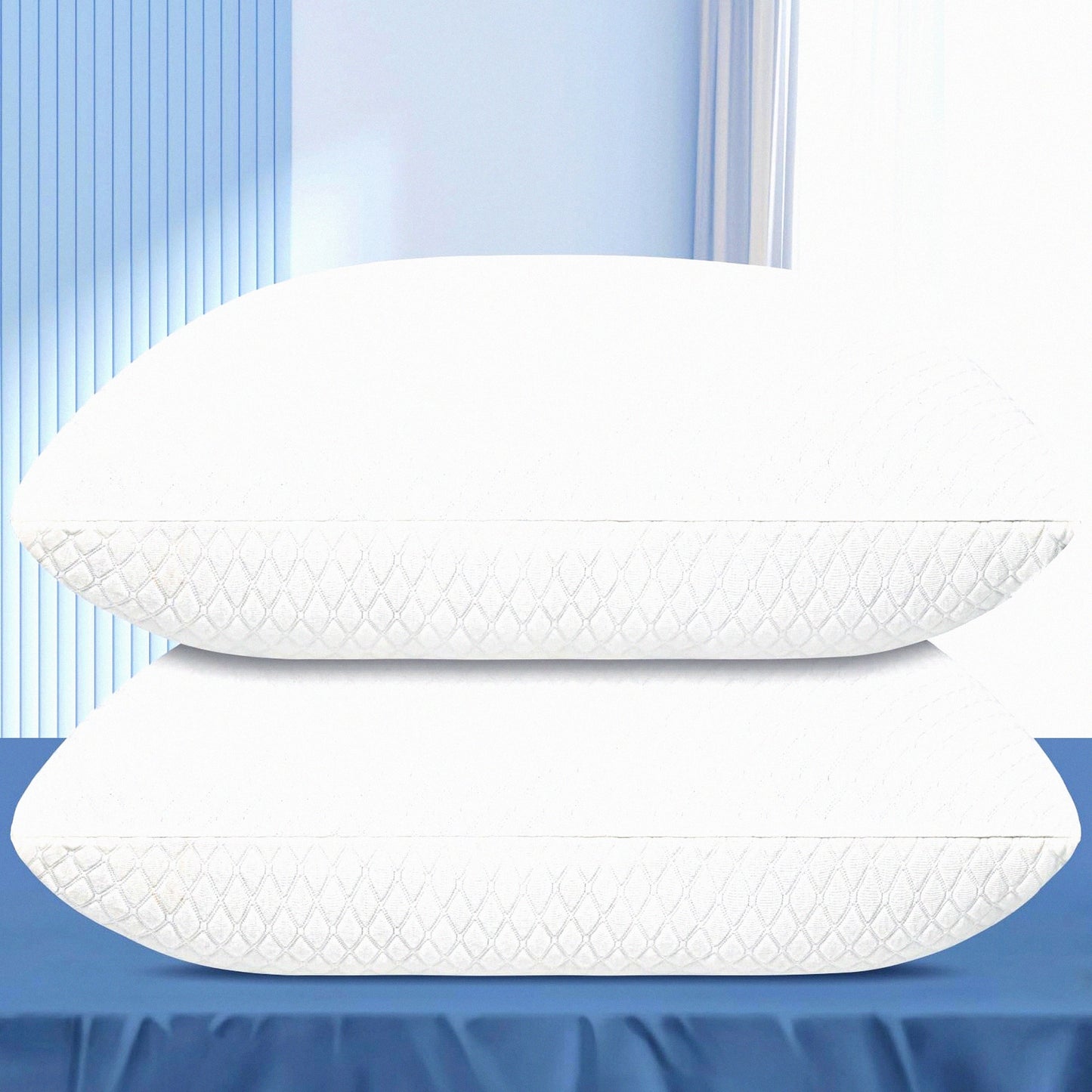 SleepEase Memory Foam Pillow Set - 2 Pack, Adjustable Height Pillows for Stomach, Back, and Side Sleepers. Washable Pillowcases Included. Standard Size Bed Pillows for Sleeping.