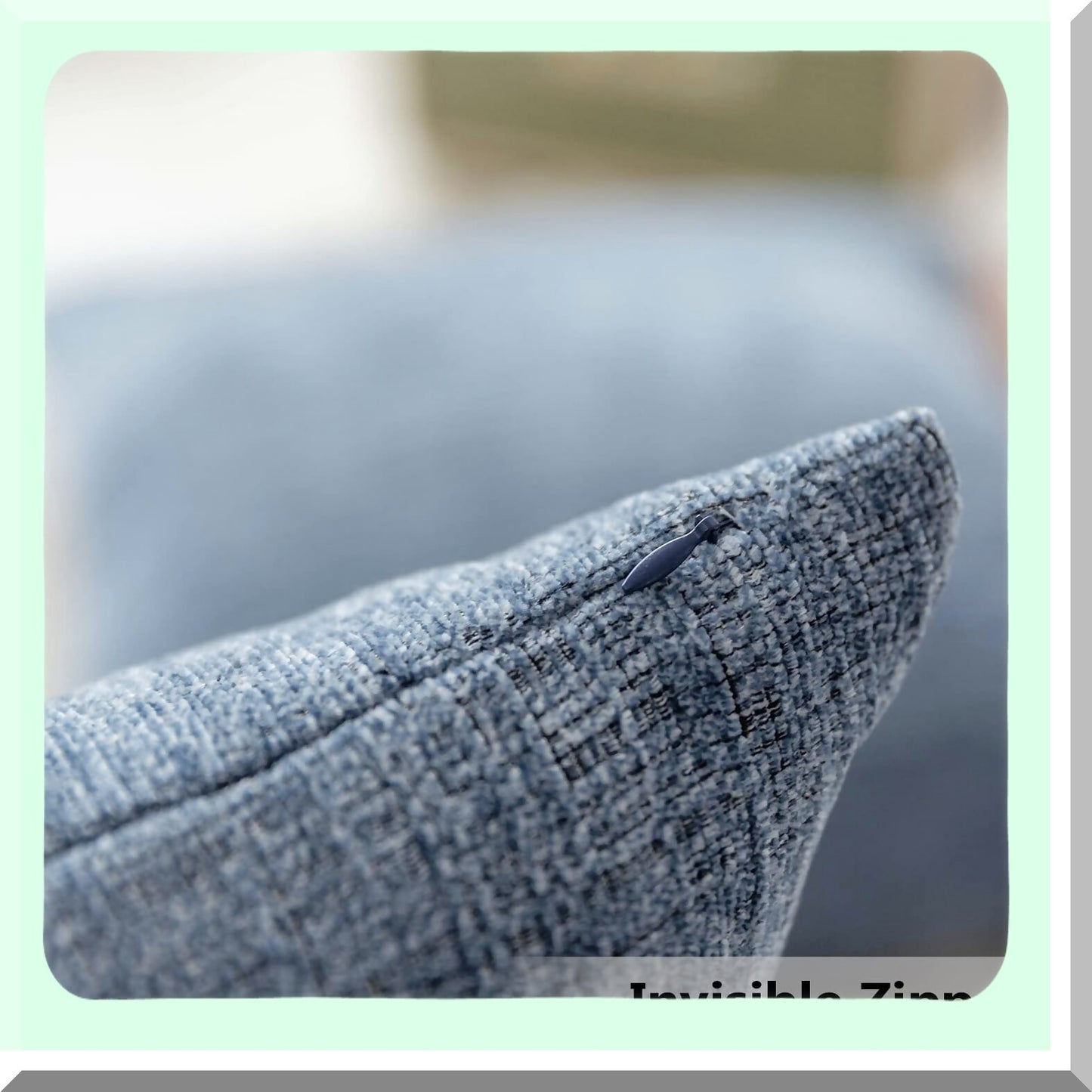 Plush Chenille Velvet Striped Euro Sham Cushion Cover - Super Soft Blue Throw Pillow Covers for Bench - 26 x 26 Inch Jeans Blue - Cozy Home Decor
