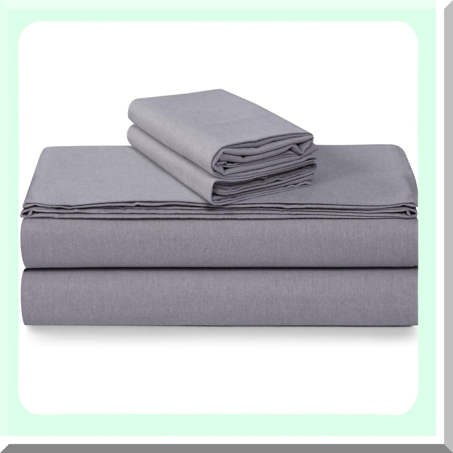 VelvetSoft Flannel Pillowcase Set - 100% Cotton, Envelope Closure, 180-GSM Cozy Bedding, Heather Grey, Two Pillowcases - Portuguese Flannel