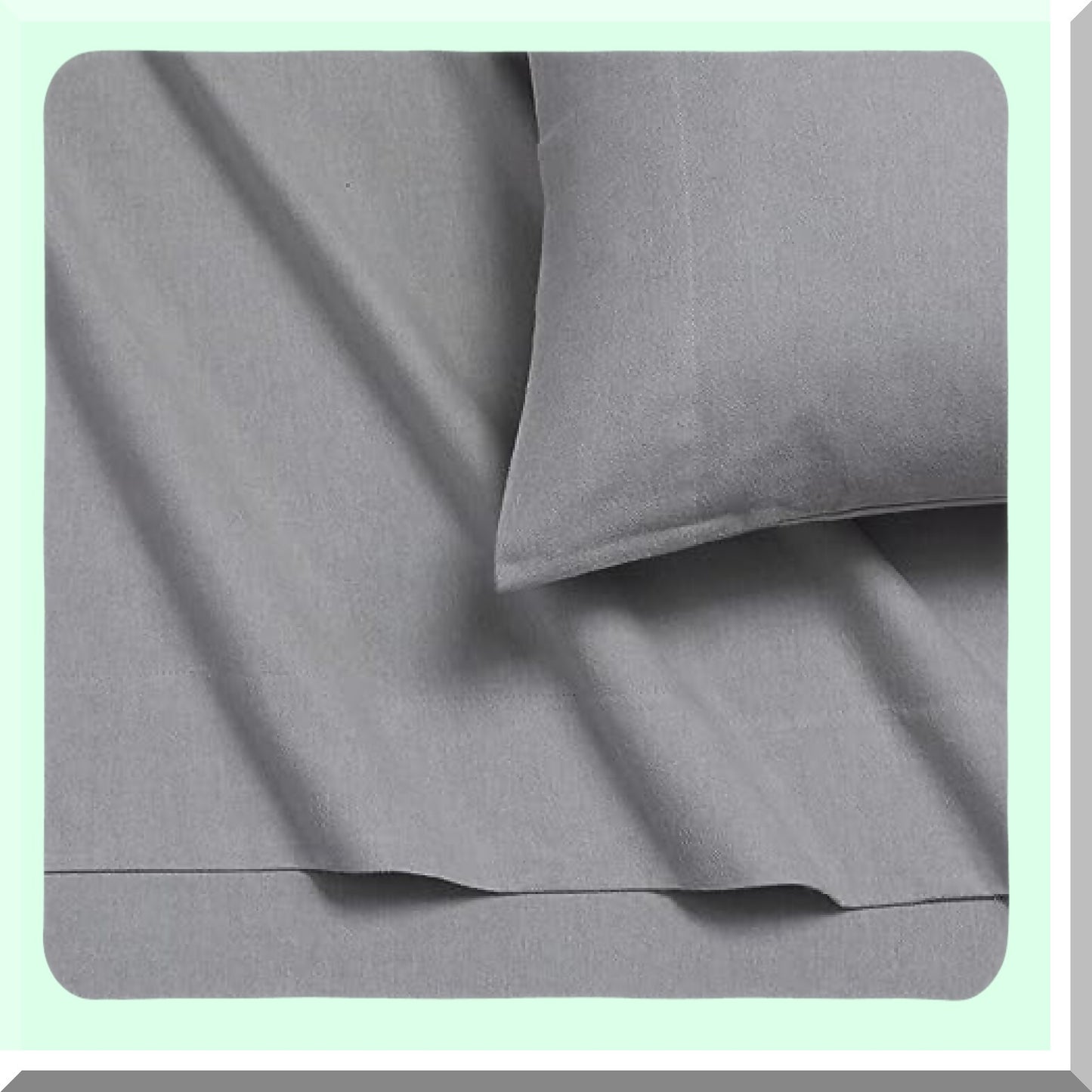 VelvetSoft Flannel Pillowcase Set - 100% Cotton, Envelope Closure, 180-GSM Cozy Bedding, Heather Grey, Two Pillowcases - Portuguese Flannel