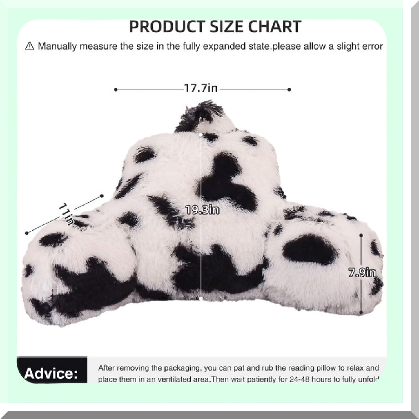 Cozy Lounge Buddy Reading Pillow - Plush Shaggy Bed Rest Cushion with Arms for Adults, Teens, Kids - Large Size - Black and White Pattern
