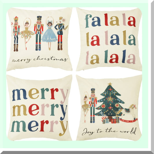Winter Wonderland Nutcracker Ballet Pillow Cover Set - Festive Holiday Decor for Home Sofa Bed Chair - 16" x 16" Cushion Case Collection