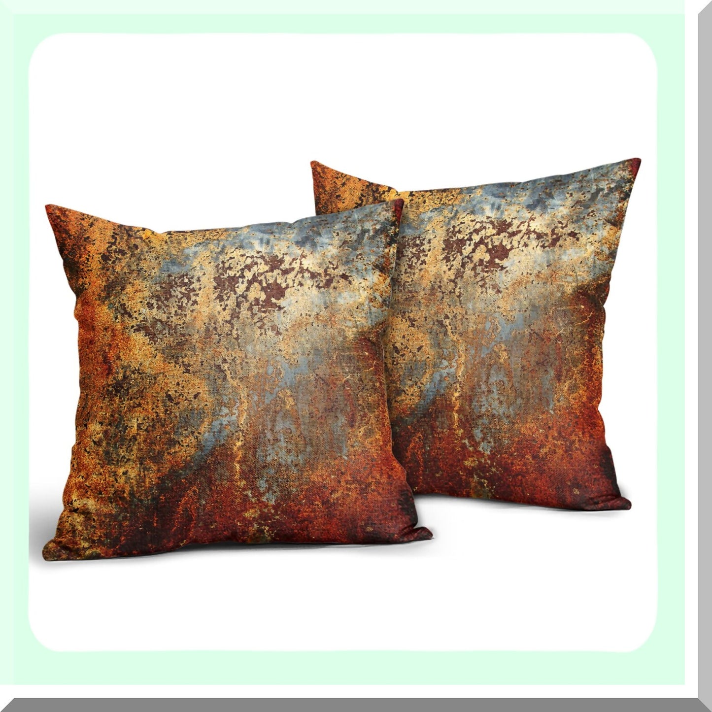 Rustic Autumn Metallic Pillow Covers Set - 18X18 Throw Pillows in Gold, Copper, Bronze - Rusty Cinnamon Orange Teal Decor for Living Room, Bedroom, Couch, Sofa - Outdoor Home Accent