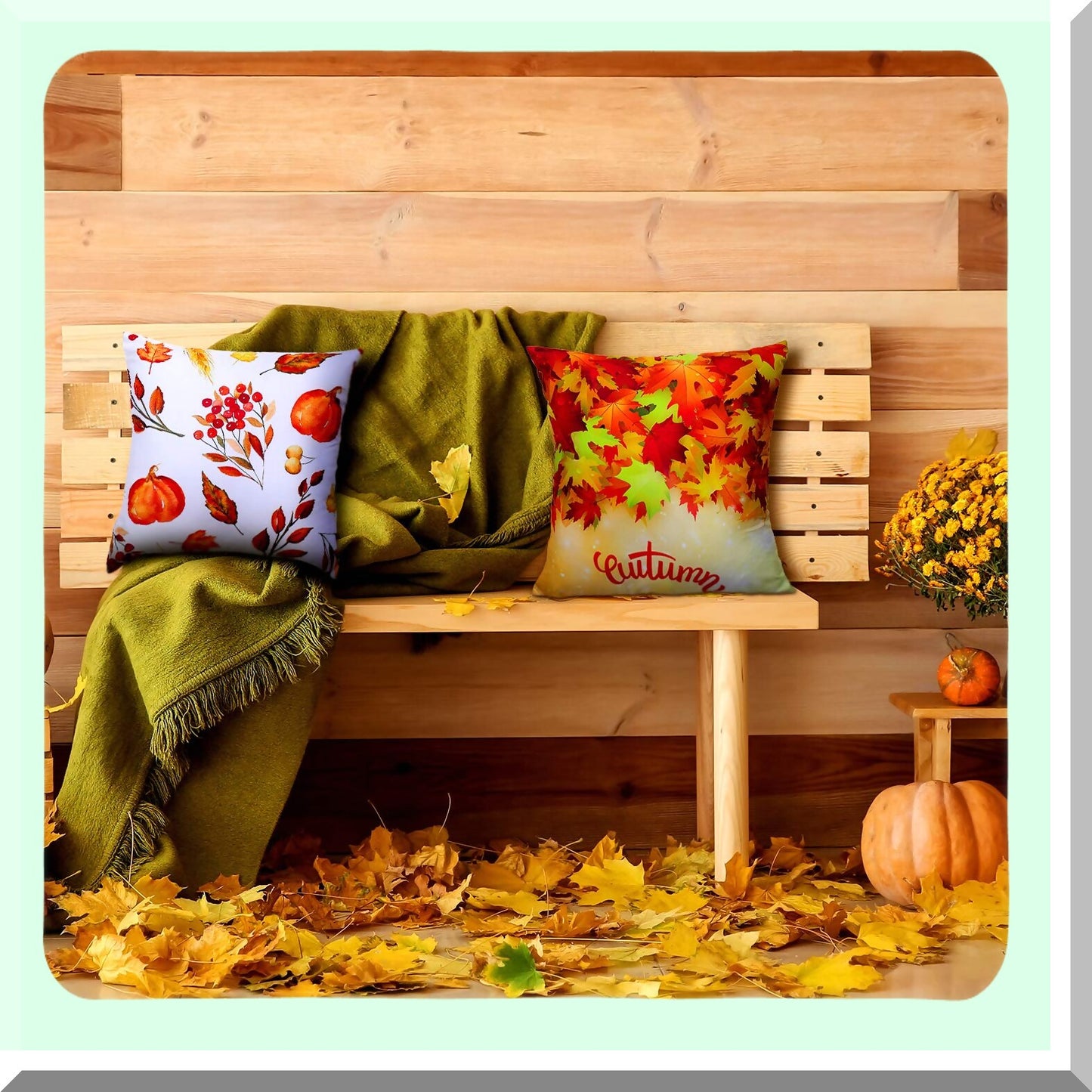 Autumn Maple Leaves Decorative Pillow Covers - Set of 6 | Fall Theme Throw Cushion Cases for Sofa Bed | Thanksgiving Linen 18x18 Inch