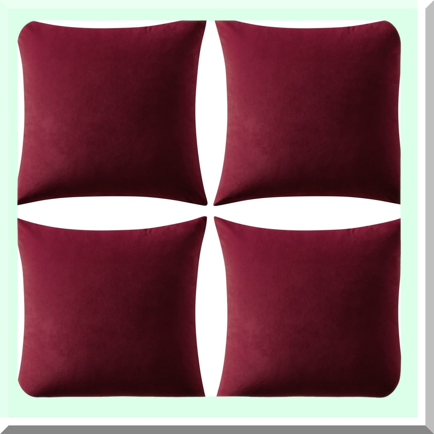 Luxury Velvet Wine Red Pillow Covers - Set of 4 | Soft Cozy Decorative Cushion Cases for Couch, Sofa, Bedroom & Living Room | 18x18 Inch Solid Color