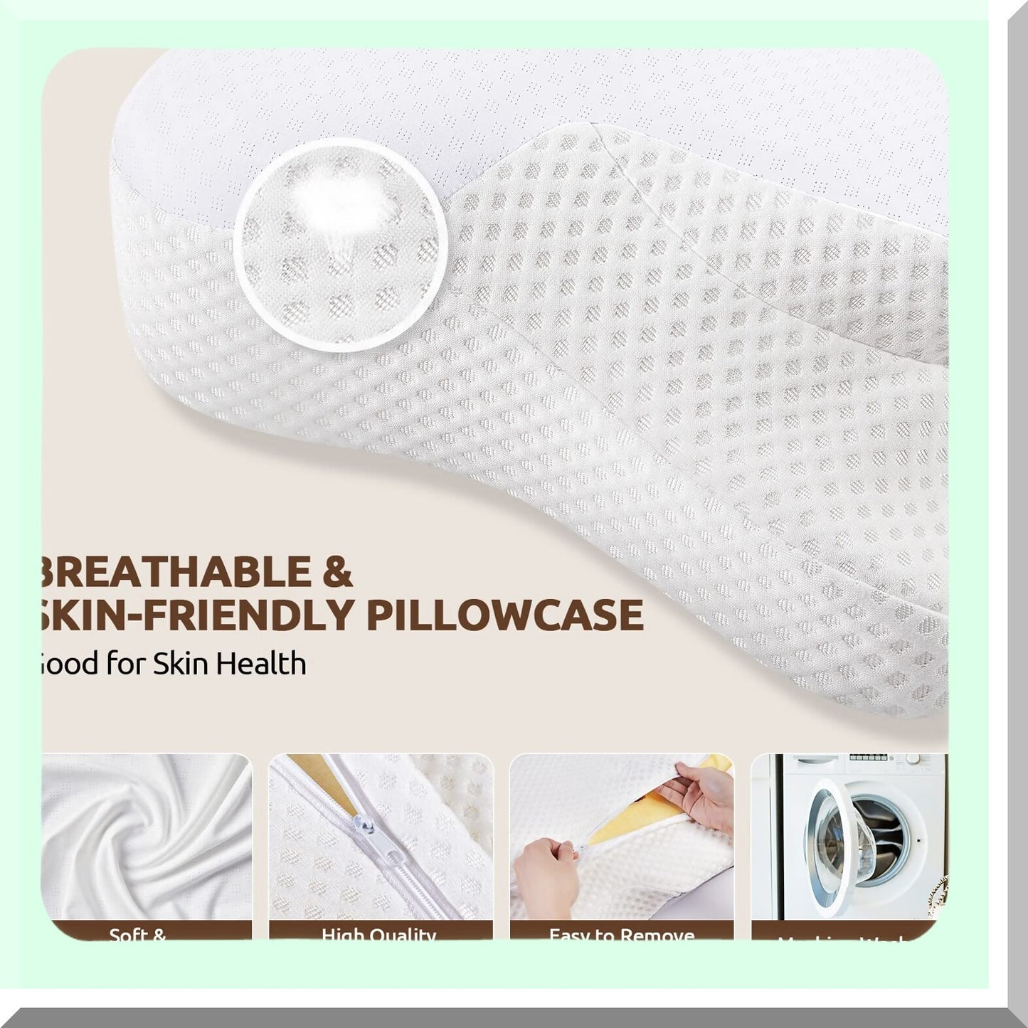 OrthoRelax Memory Foam Cervical Pillow - Pain Relief Sleeping Support for Side, Back, Stomach Sleepers - Contour Neck Pillow with Breathable Pillowcase