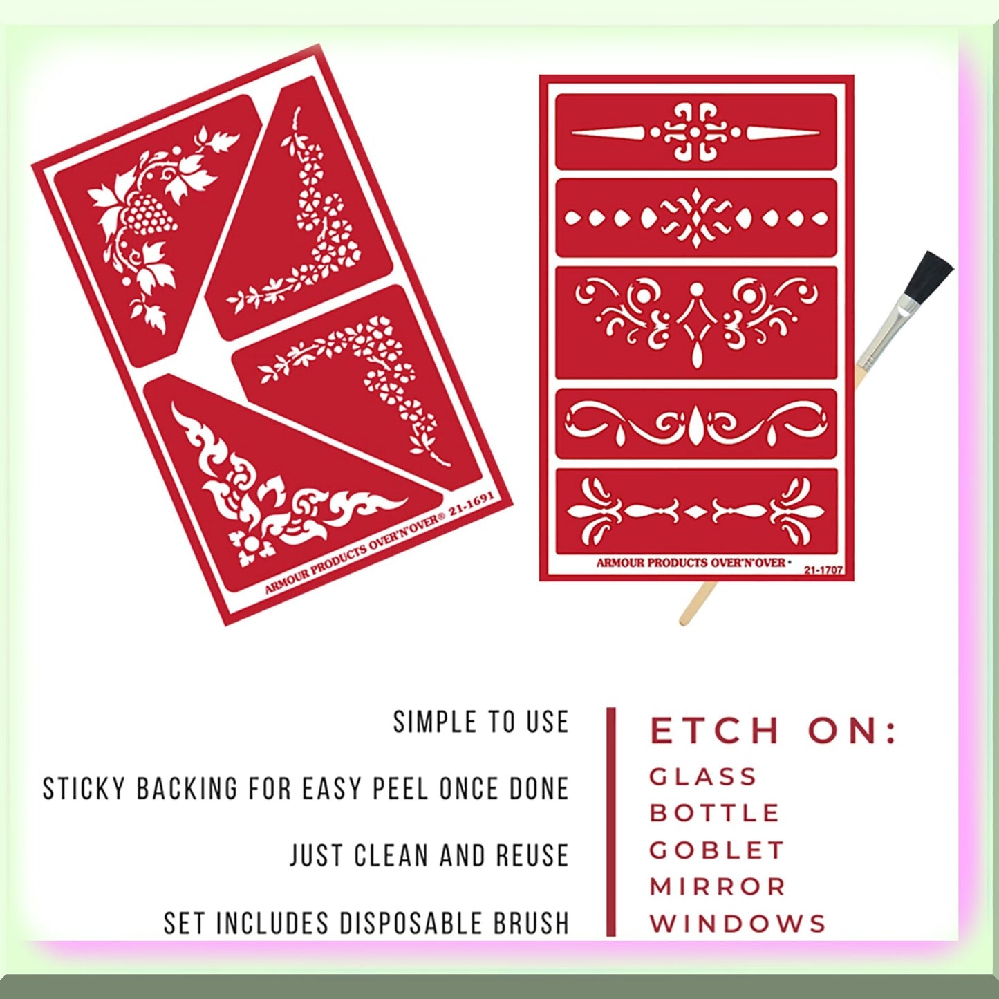Victorian Elegance Brush Set with Ornate Border Stencils