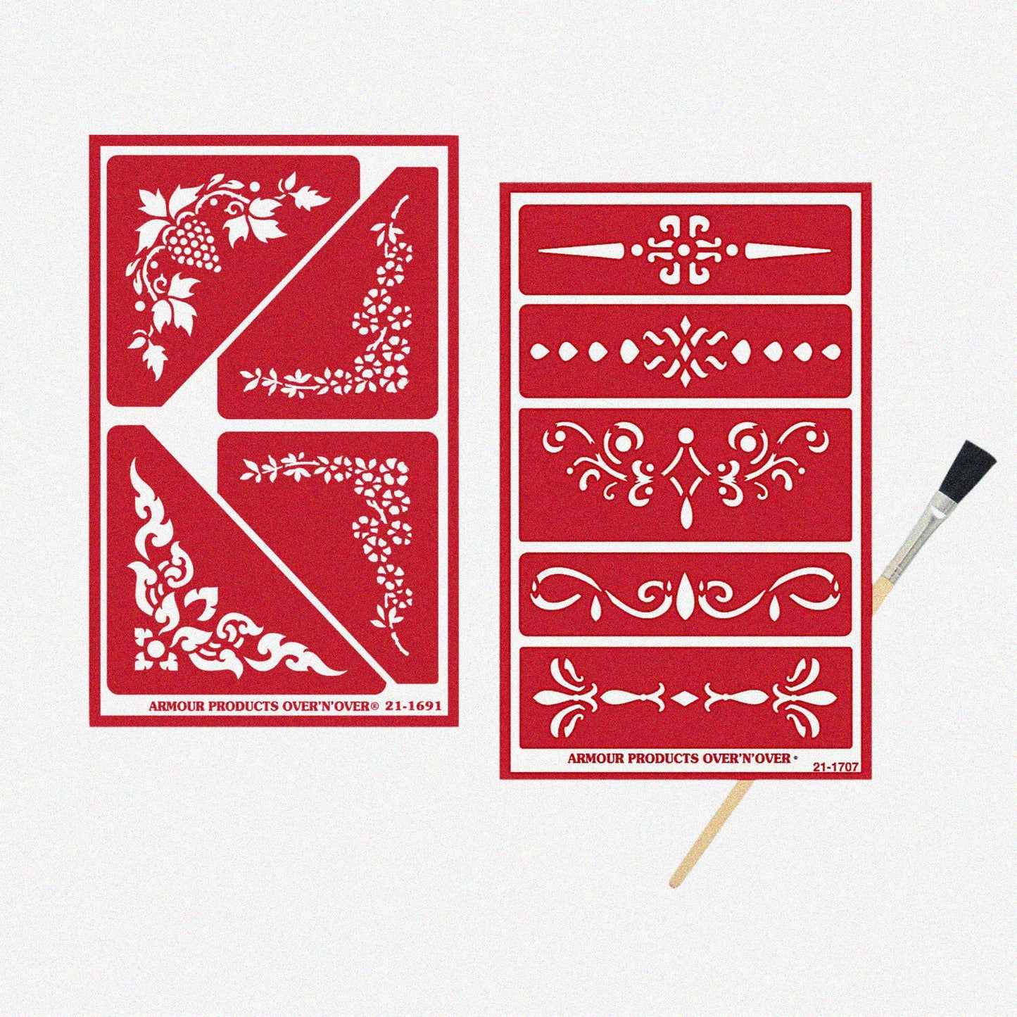 Victorian Elegance Brush Set with Ornate Border Stencils
